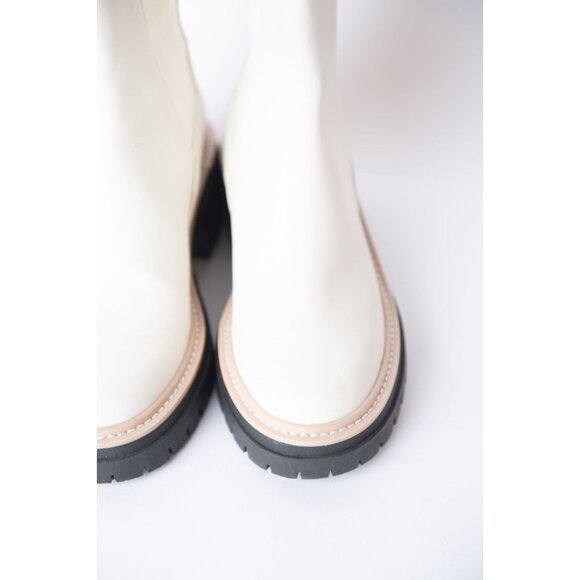 Open Edit Boots Women's Size 7 Chelsea White Ivory Lug Sole Ankle Boots - Picture 3 of 9